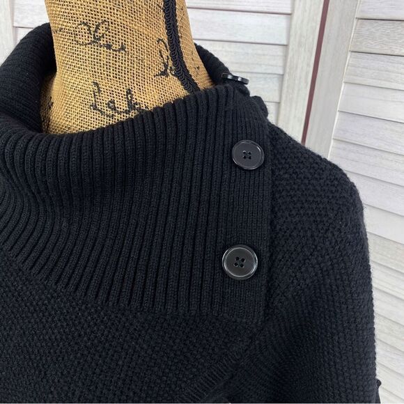 INC International Concepts Split Cowl Neck Tunic Sweater Black PL Short Sleeve - Picture 5 of 10